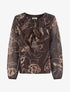 Top droit col volanté et imprimé floral léopard - Marron - 1