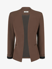 Veste droite unie à épaulettes - Marron - 1