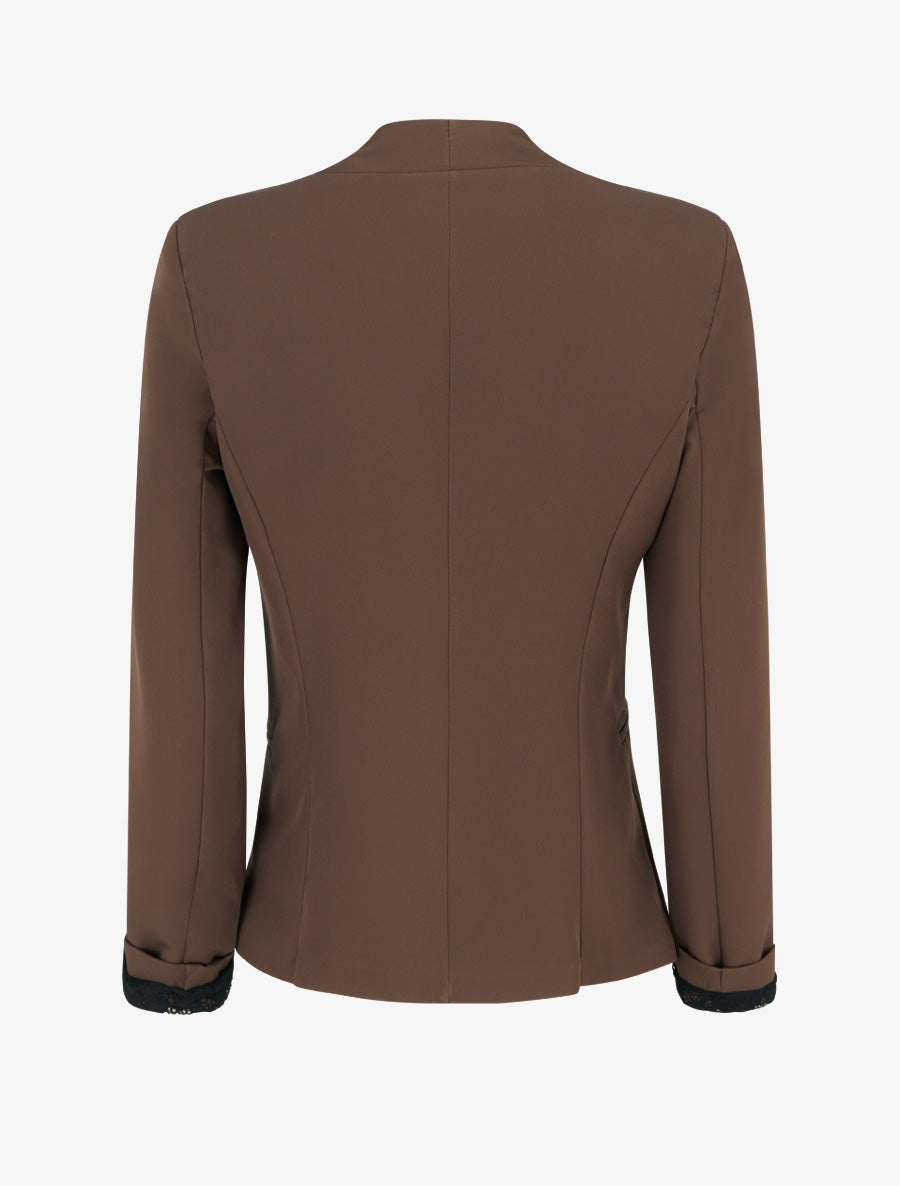 Veste droite unie à épaulettes - Marron - 2