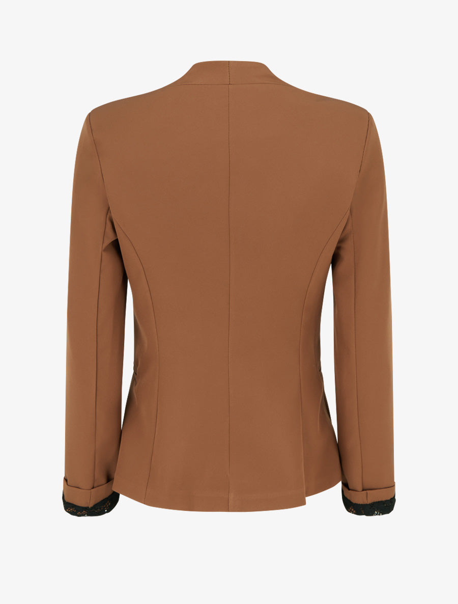 Veste droite unie à épaulettes - Camel - 2