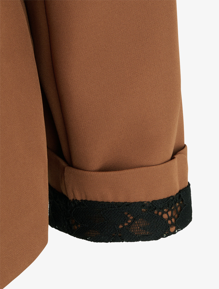 Veste droite unie à épaulettes - Camel - 3