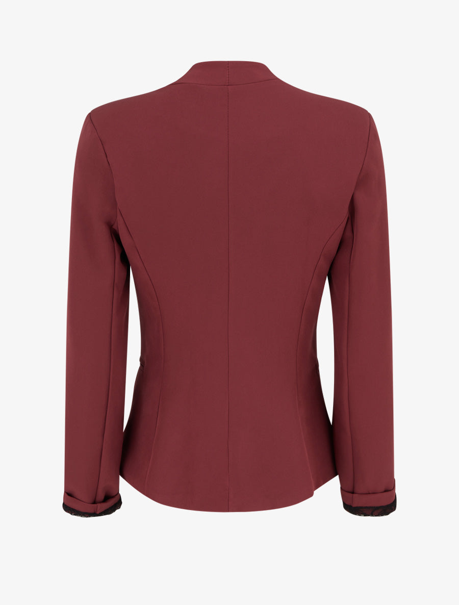 Veste droite unie à épaulettes - Bordeaux - 2