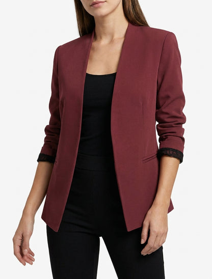 Chaqueta recta lisa con hombreras - Burdeos
