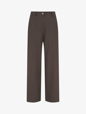 Pantalon rayé à taille élastiquée - Marron - 1