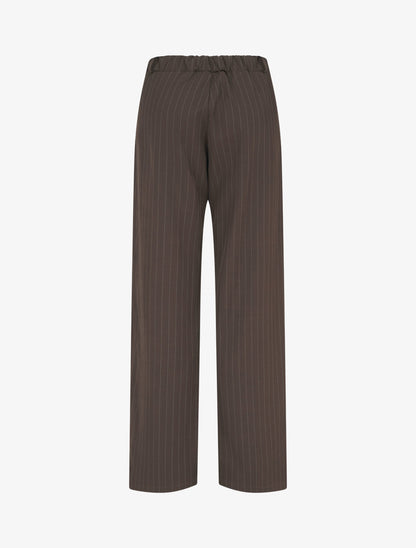 Pantalon rayé à taille élastiquée - Marron - 2