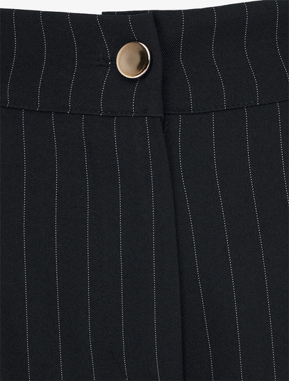 Pantalon rayé à taille élastiquée - Noir - 3