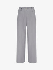 Pantalon rayé à taille élastiquée - Gris - 1