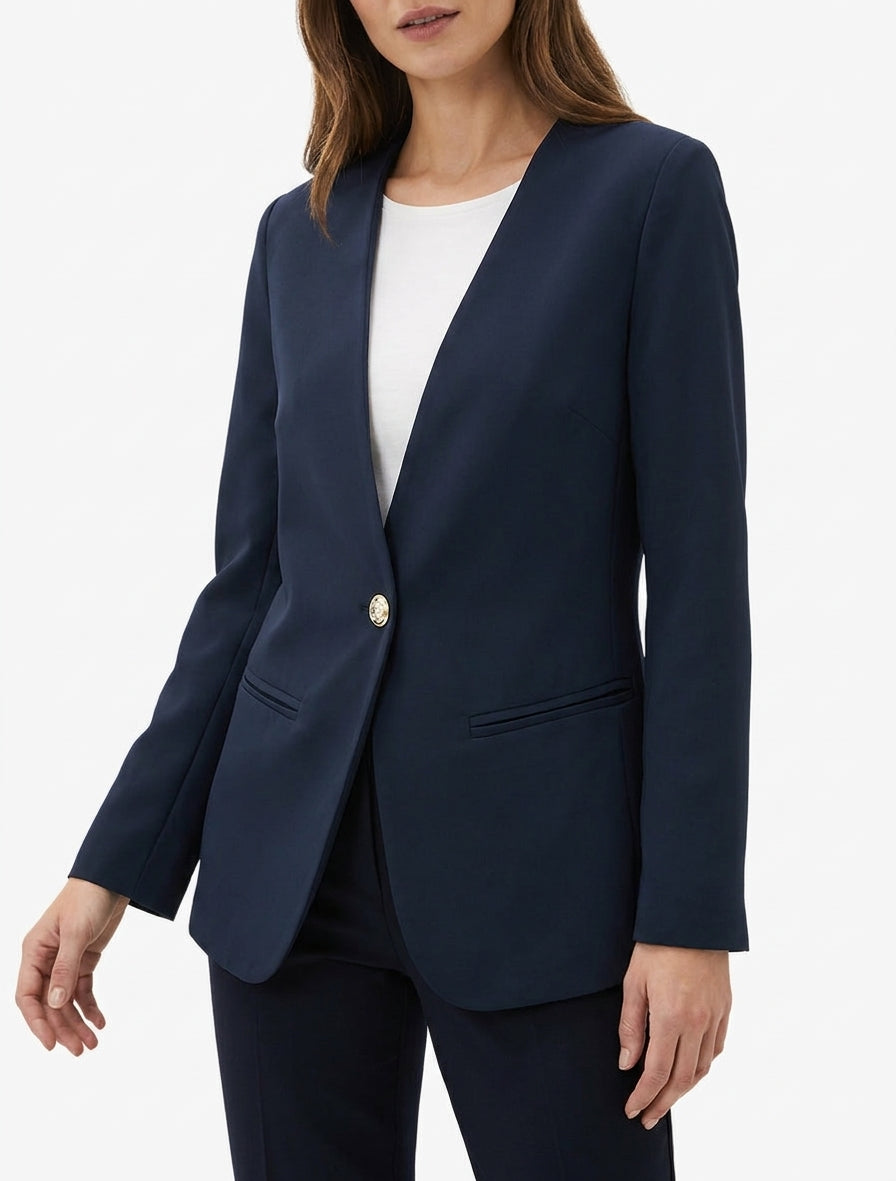 Blazer liso abotonado - Marine