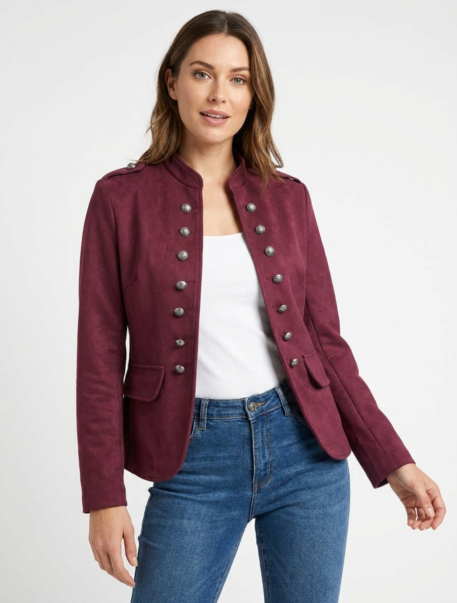 Chaqueta de ante estilo militar - Burdeos