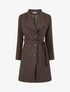 Manteau long boutonné ceinturé à la taille - Marron - 1
