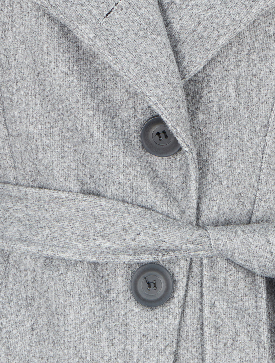 Manteau long boutonné ceinturé à la taille - Gris - 3
