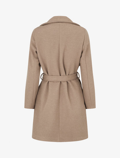 Manteau long à zip asymétrique ceinturé à la taille - Camel - 2