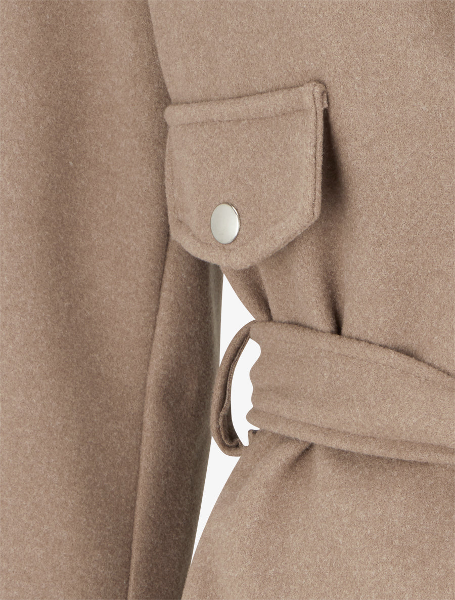 Manteau long à zip asymétrique ceinturé à la taille - Camel - 3