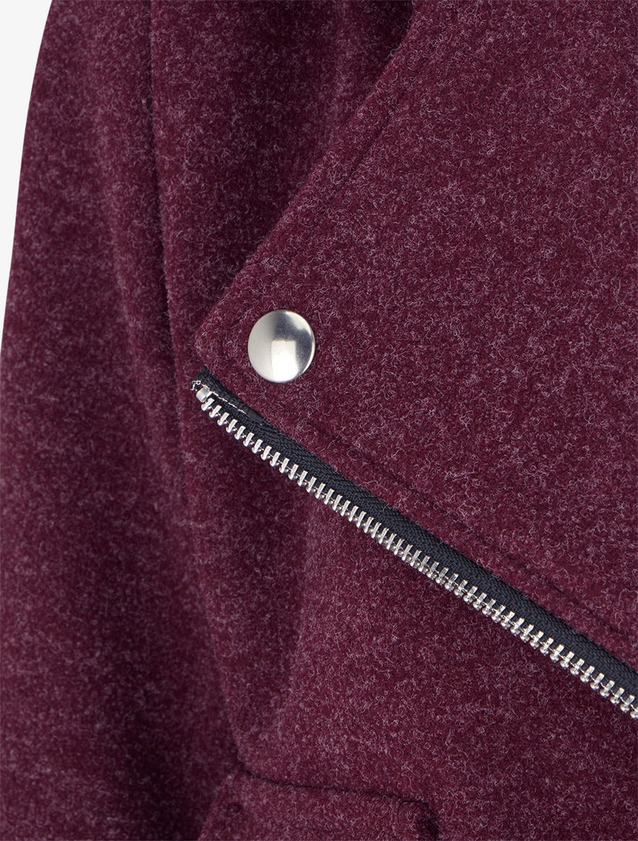 Manteau long à zip asymétrique ceinturé à la taille - Prune - 3