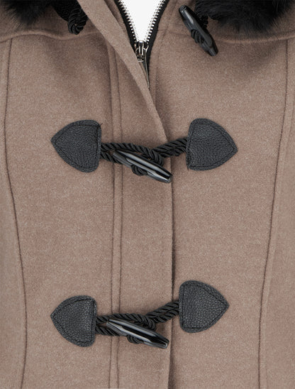 Duffle-coat uni à capuche - Taupe - 3