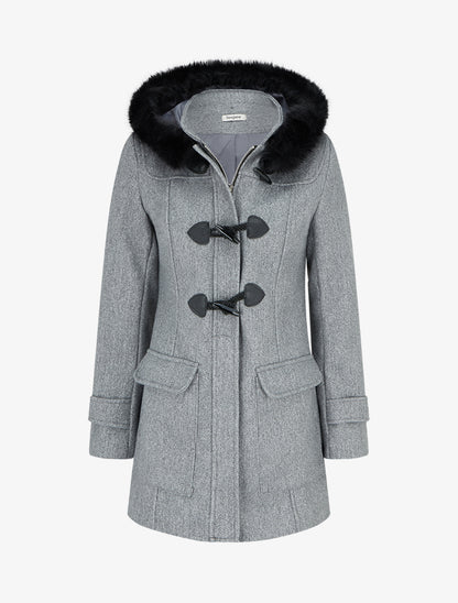 Duffle-coat uni à capuche - Gris - 1