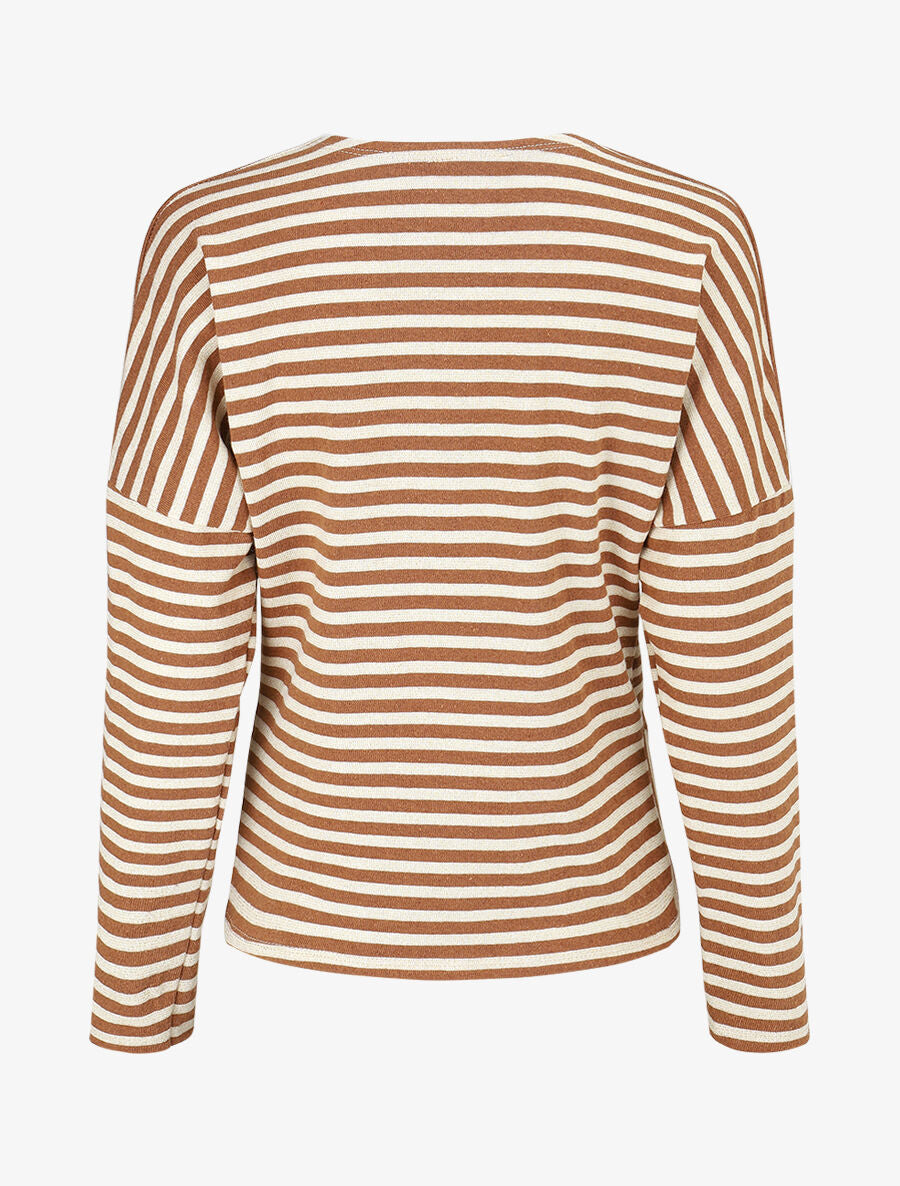 Pull dolman rayé et torsadé - Camel - 2