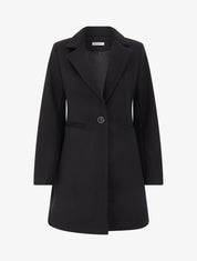 Manteau uni à col cranté - Noir - 1
