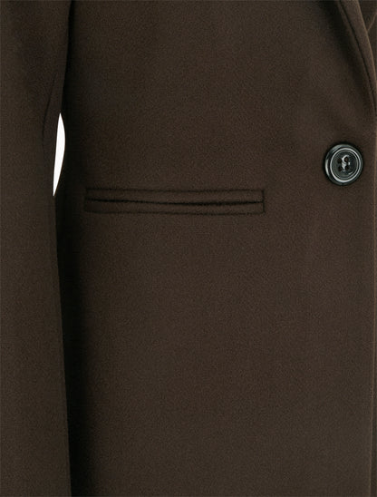 Manteau uni à col cranté - Chocolat - 3