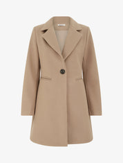 Manteau uni à col cranté - Beige foncé - 1