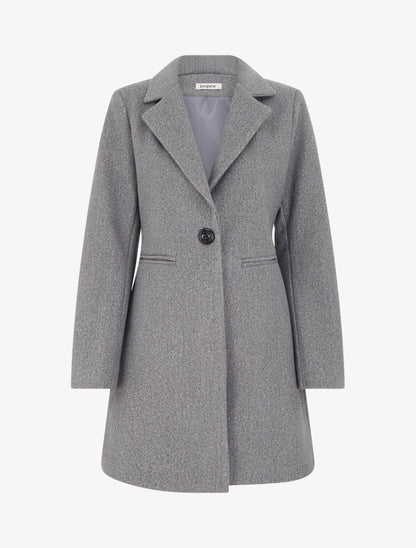 Manteau uni à col cranté - Gris clair - 1