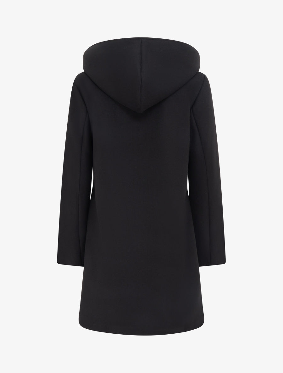 Duffle-coat droit à capuche - Noir - 2