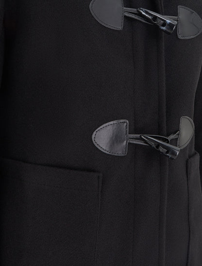 Duffle-coat droit à capuche - Noir - 3