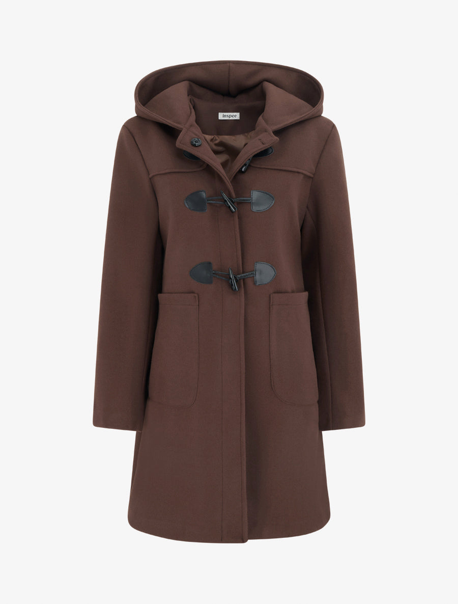 Duffle-coat droit à capuche - Marron - 1