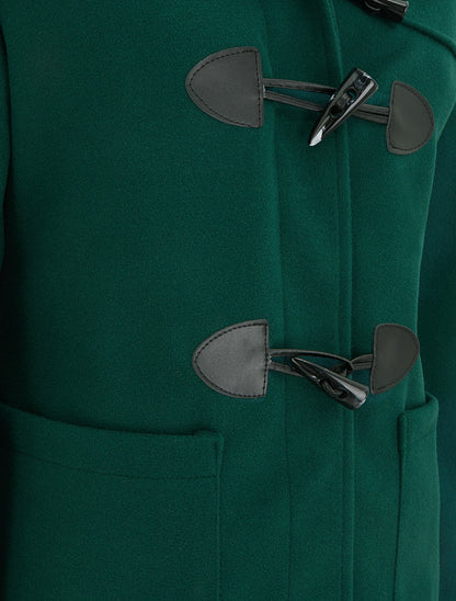 Duffle-coat droit à capuche - Vert foncé - 3