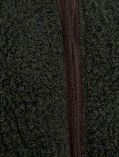 Gilet bicolore zippé à manches longues et col montant - Kaki/marron - 3
