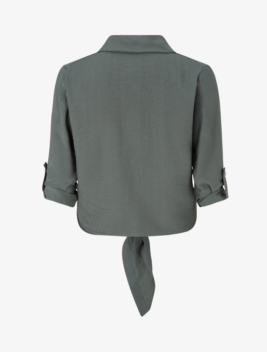 Chemise unie à nouer - Kaki - 2