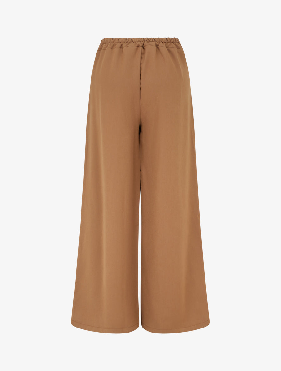 Pantalon ample à pan et bijou métallique - Camel - 2
