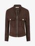 Veste en suédine zippée à poche à rabat - Marron - 1