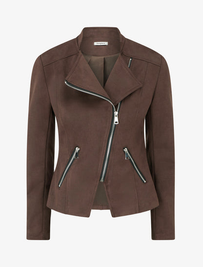 Veste style perfecto en suédine - Marron - 1