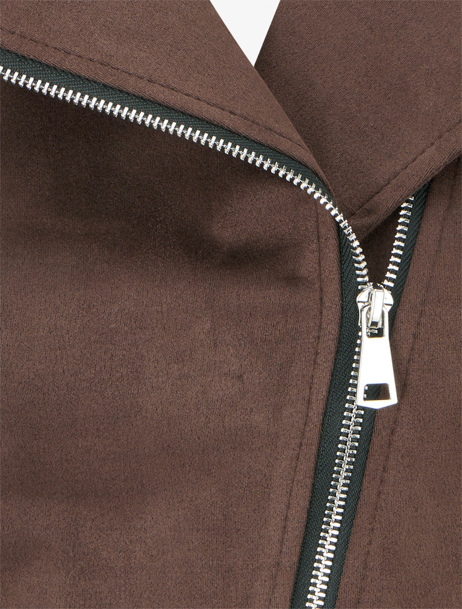 Veste style perfecto en suédine - Marron - 3
