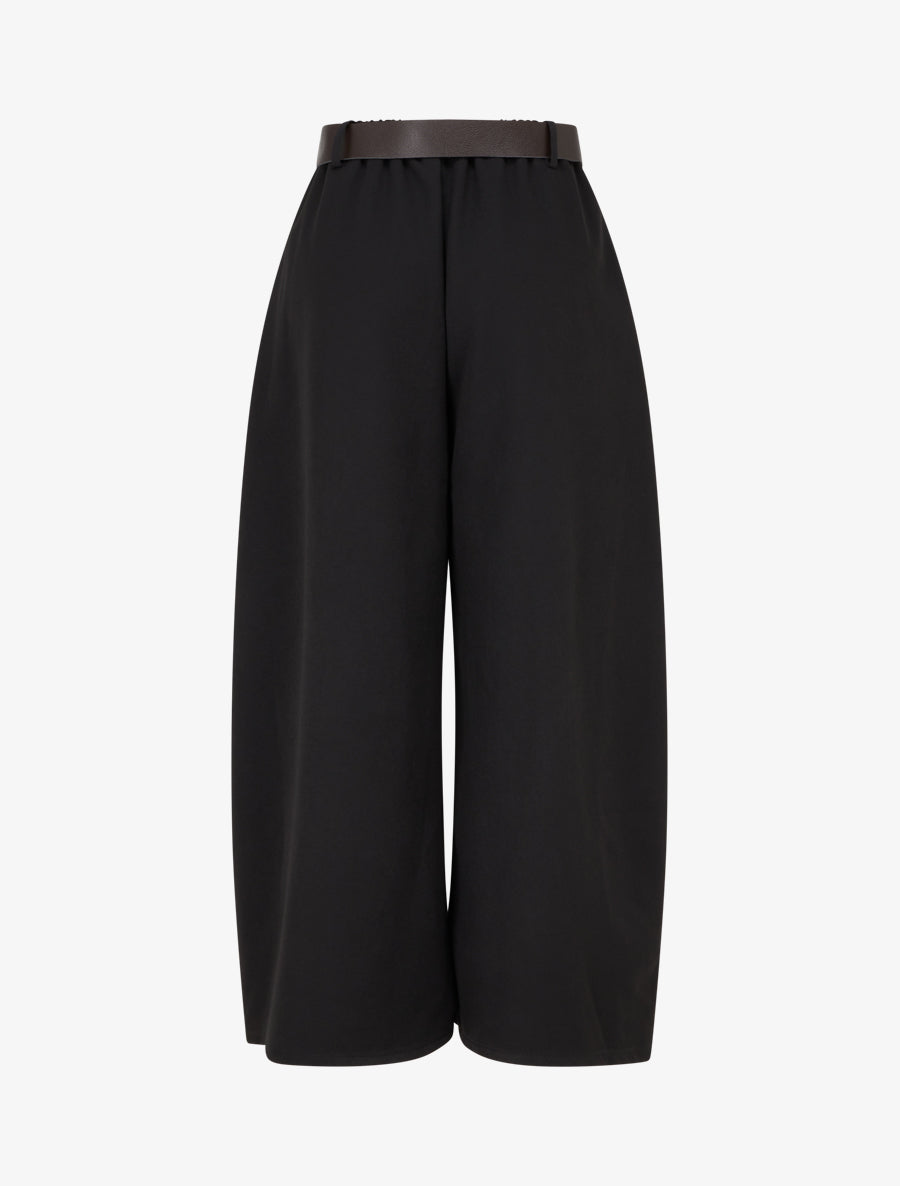 Pantalon taille haute coupe ample à plis - Noir - 2