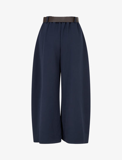 Pantalon taille haute coupe ample à plis - Marine - 2