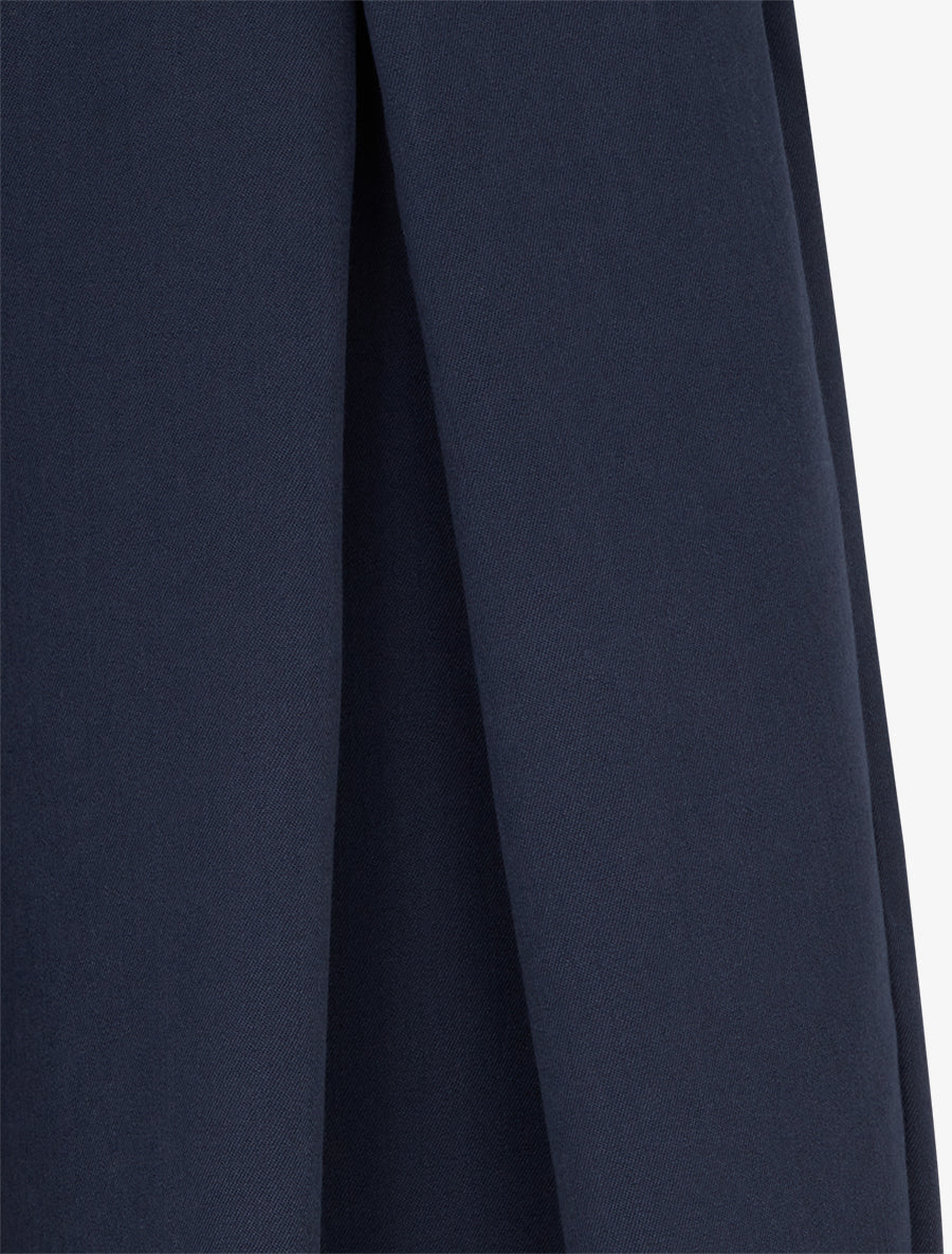 Pantalon taille haute coupe ample à plis - Marine - 3