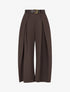 Pantalon taille haute coupe ample à plis - Chocolat - 1