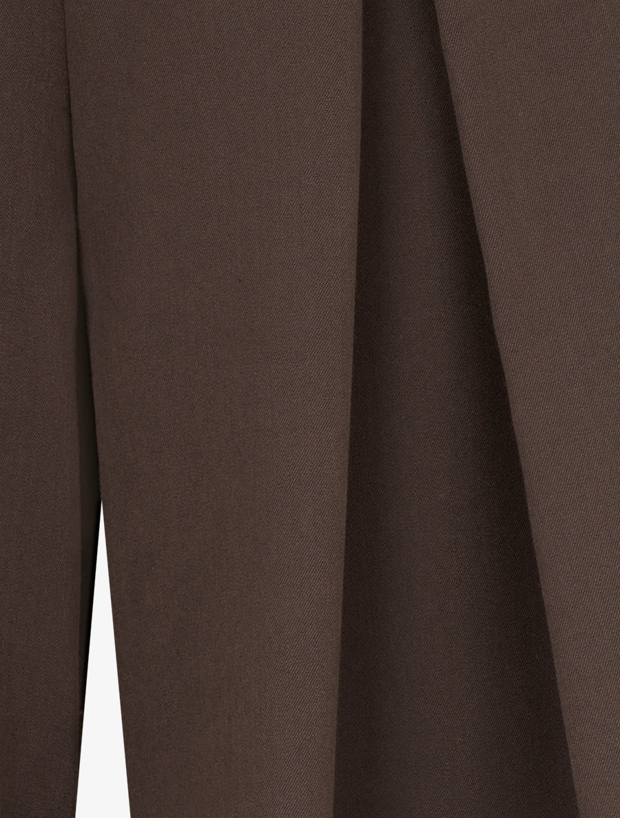 Pantalon taille haute coupe ample à plis - Chocolat - 3