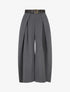 Pantalon taille haute coupe ample à plis - Gris foncé - 1