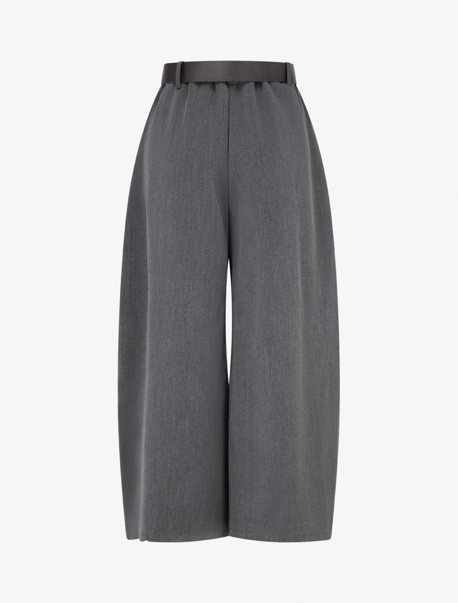 Pantalon taille haute coupe ample à plis - Gris foncé - 2