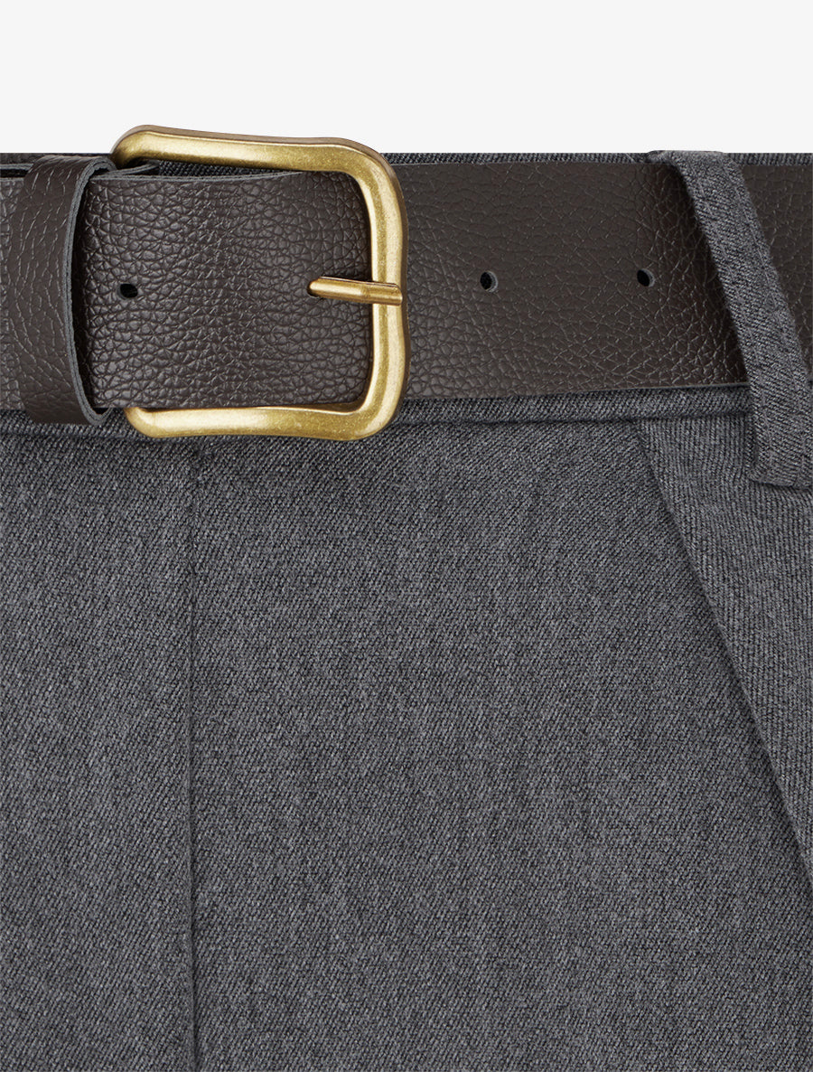 Pantalon taille haute coupe ample à plis - Gris foncé - 3