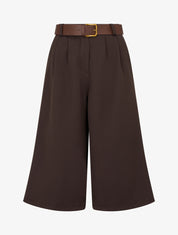 Bermuda ample taille haute - Marron - 1