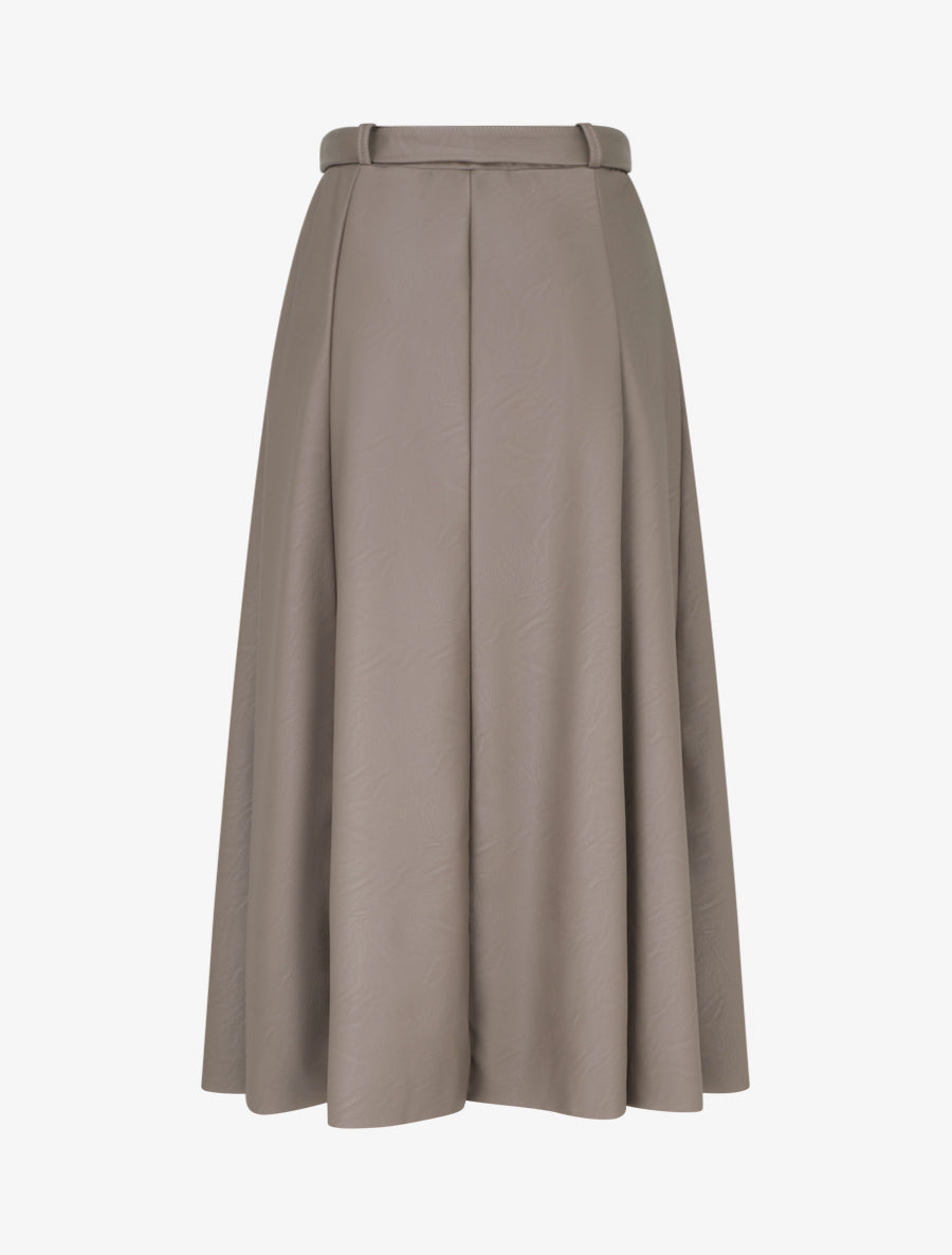 Jupe longue plissée en simili - Taupe foncé - 2