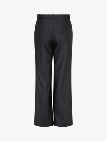 Pantalon droit uni en simili - Noir - 2