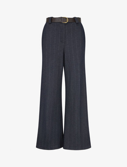 Pantalon ample à rayures - Marine - 1