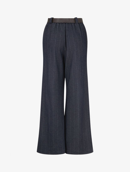 Pantalon ample à rayures - Marine - 2