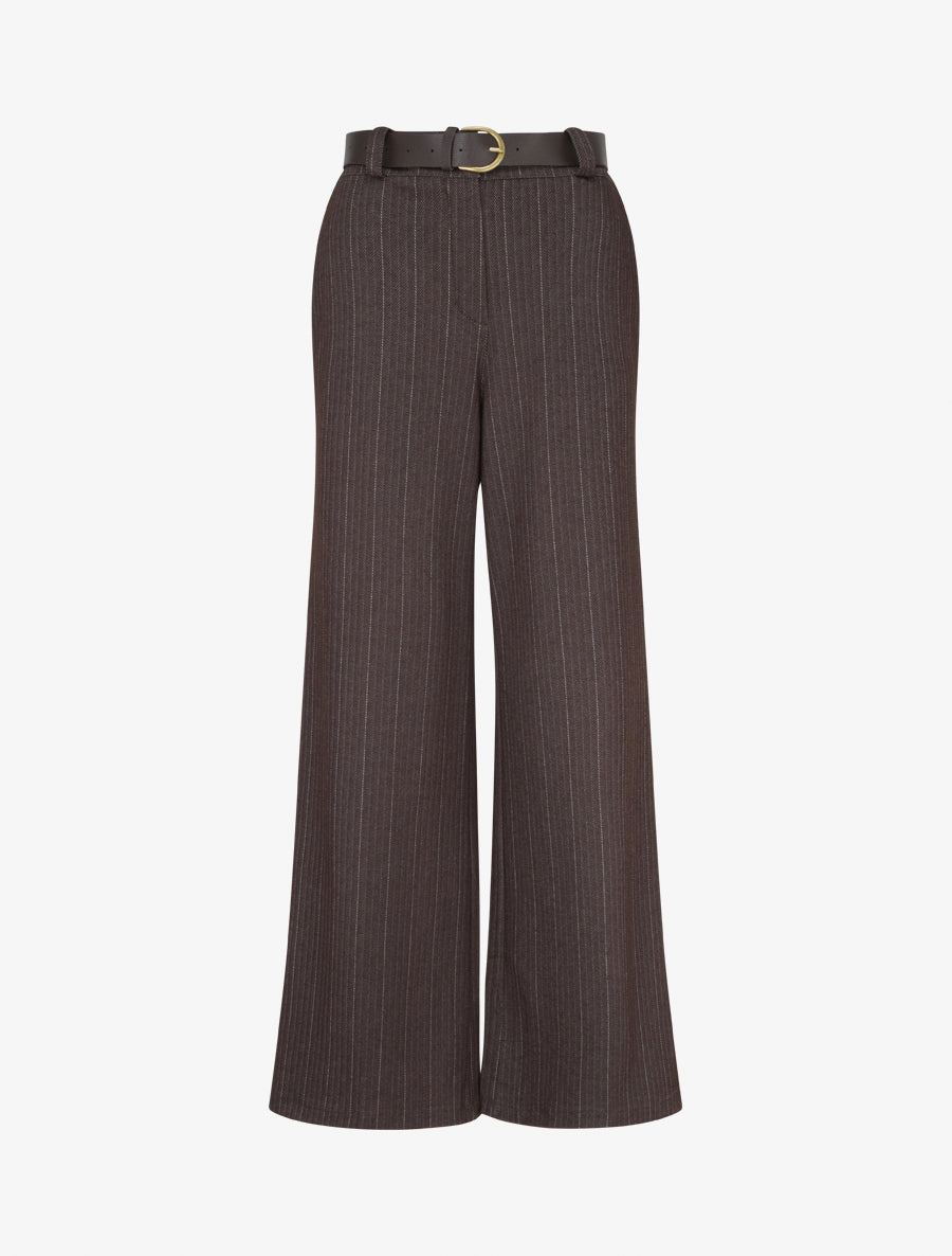Pantalon ample à rayures - Chocolat - 1