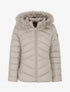 Doudoune coupe cintrée à capuche amovible ornée de fourrure - Taupe clair - 1